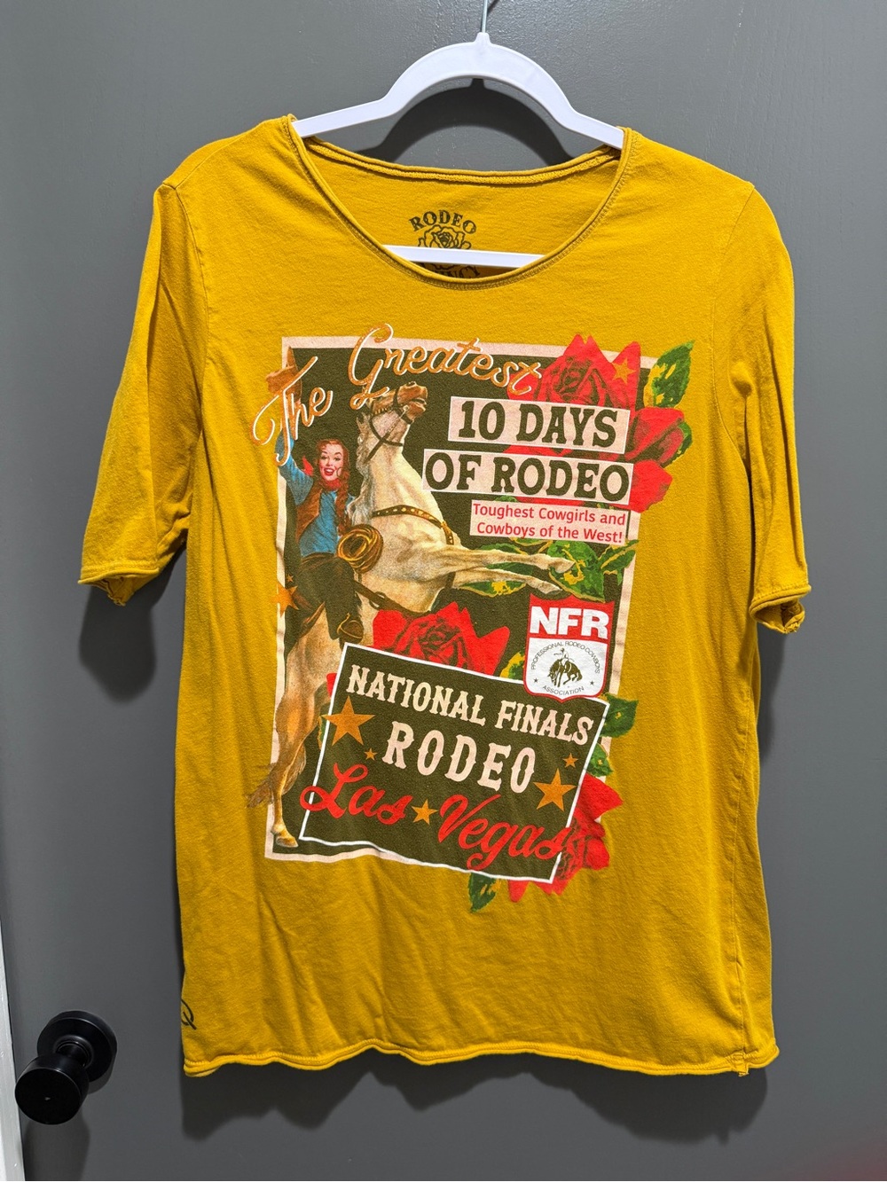 Rodeo Quincy National Finals Rodeo Undated Graphic Tee - Mustard Yellow